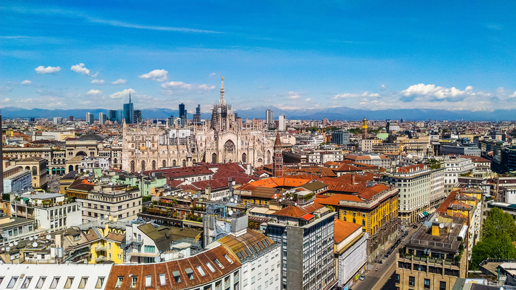 Het centrum van de stad Milaan in Italië.